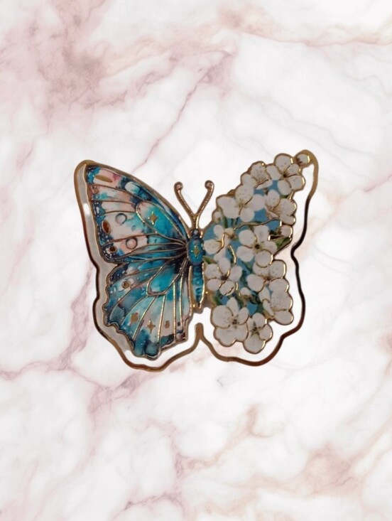Other - Teal Butterfly & Lillies Clip Bookmark